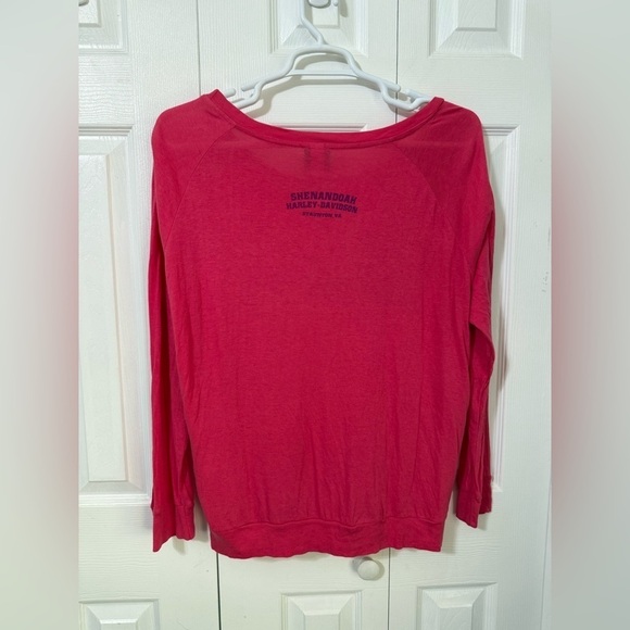Harley Davidson Women’s Scoop neck LS Pink Staunton logo Basic Top size Large - Picture 3 of 5